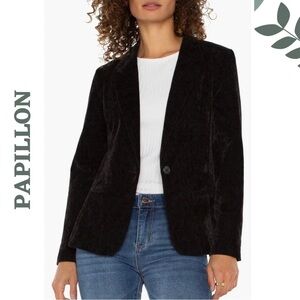 Liverpool LA Black Stretch Blazer Crushed Velvet XS NWT